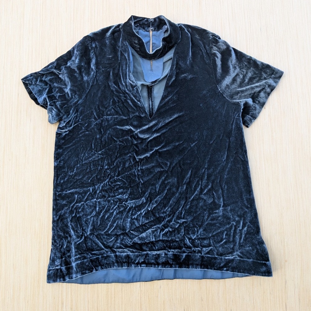 Madewell Top Black Velvet‎ Whimsygoth Witchy Silk Blend Blouse Women's Small